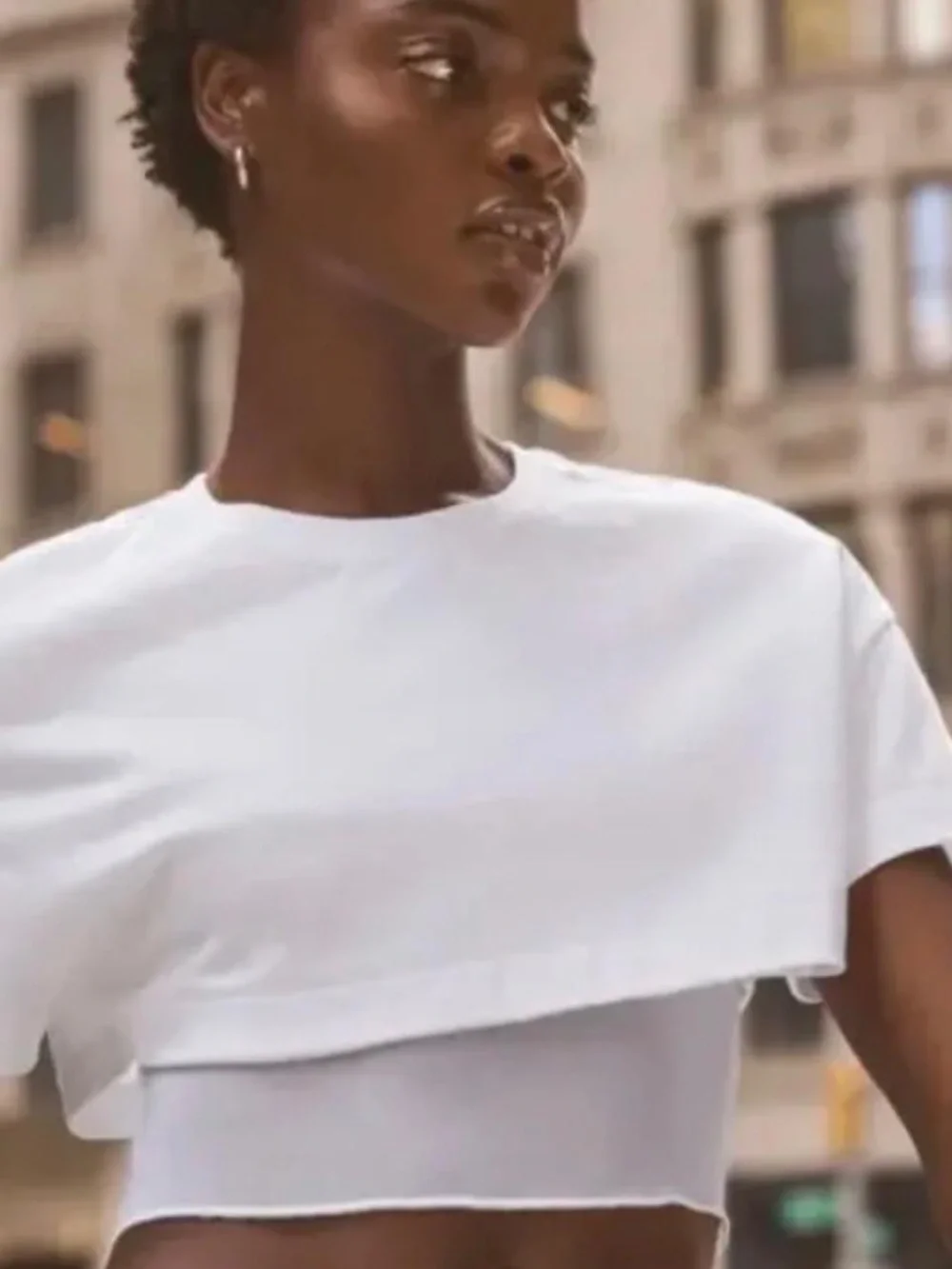 ALO Yoga White Layered Cropped Tee